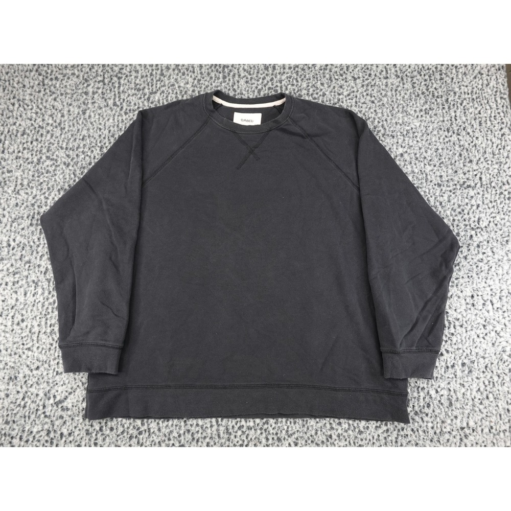 Label Sweatshirt Mens M Black Raglan Crewneck Cotton Blend